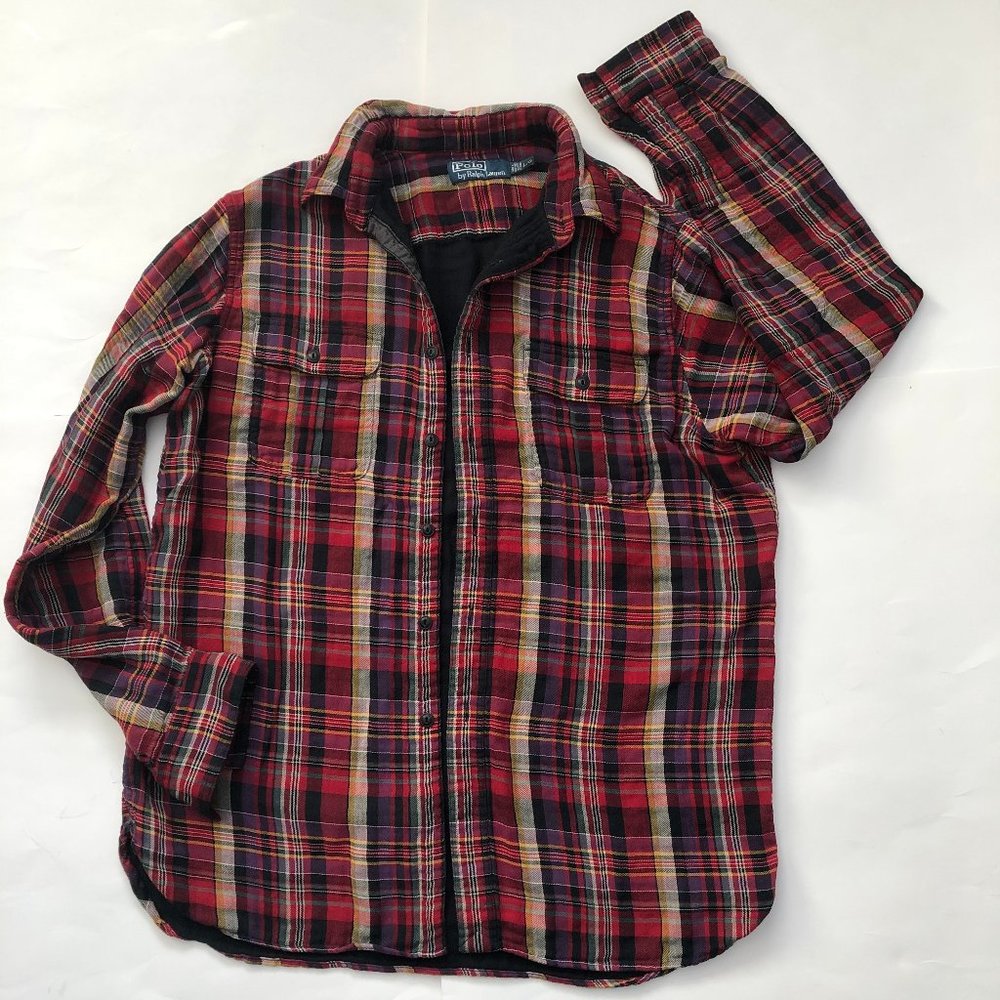 POLO RALPH LAUREN Mens Red Plaid Shirt Size L